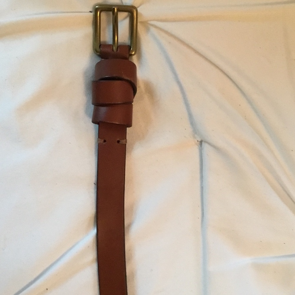 Madewell-EUC-Women’s Brown Leather Belt with Brass Buckle
